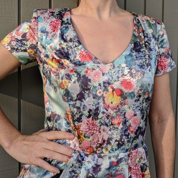 H&M Floral Sheath Dress, Floral Print, Sz. 6 - Picture 3 of 5